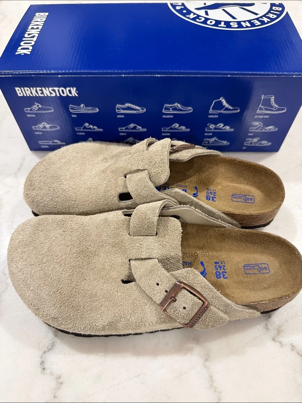 Birkenstock Boston Soft Footbed Suede Leather Taupe